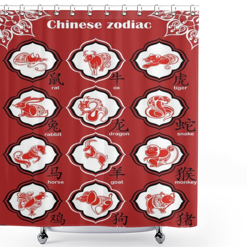 Personality  12 Chinese Zodiac Signs Shower Curtains