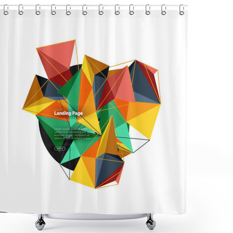 Personality  Polygonal Geometric Design, Abstract Shape Made Of Triangles, Trendy Background Shower Curtains