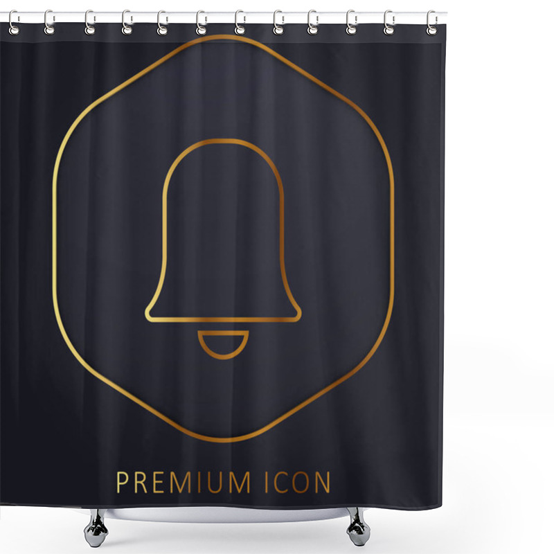 Personality  Alarm Black Filled Bell Symbol Golden Line Premium Logo Or Icon Shower Curtains