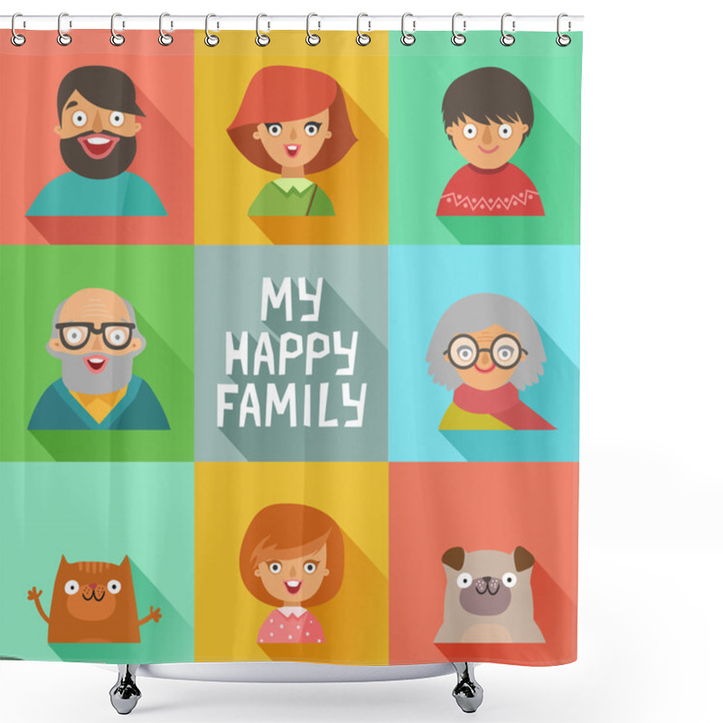 Personality  Family Members Avatars Shower Curtains