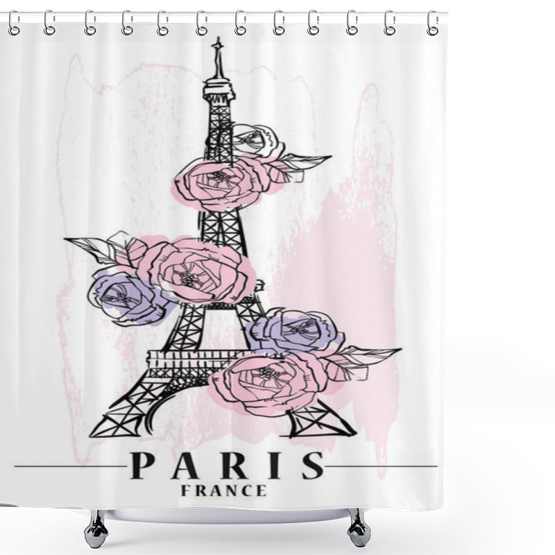 Personality  Paris Vector Illustration. Shower Curtains