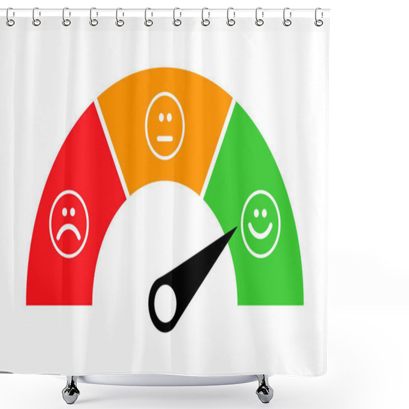 Personality  Customer Satisfaction Meter Icon, Graph Rating Measure Business Report Vector Illustration . Shower Curtains