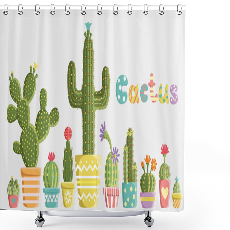 Personality  Set Of Cacti Shower Curtains