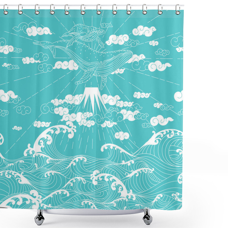 Personality  Hand Drawn Fantasy Seamless Doodle Japanese Style Shower Curtains