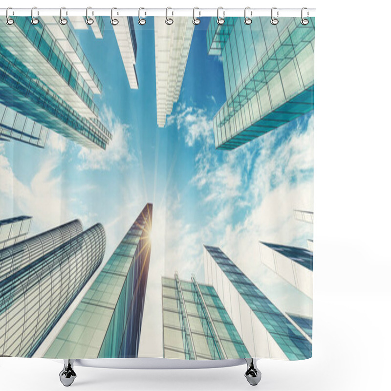 Personality  City Scene Downtown Abstract Architecture. 3d Rendering Shower Curtains