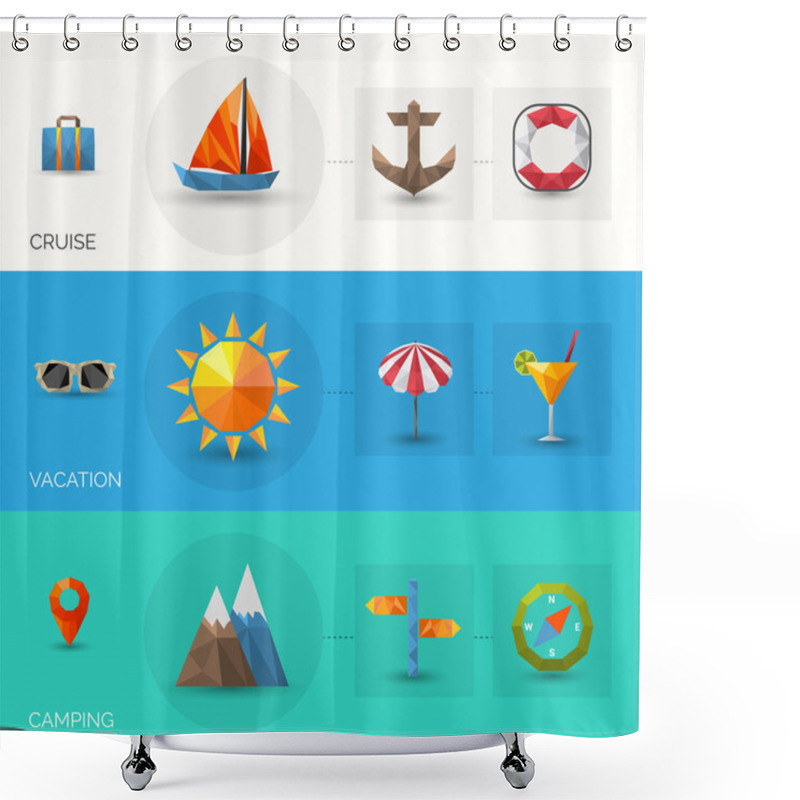 Personality  Travel Polygonal Banners Shower Curtains