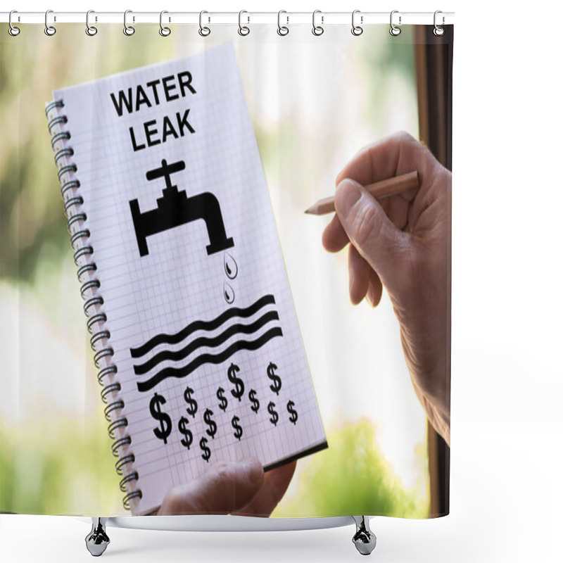 Personality  Water Leak Concept On A Notepad Shower Curtains