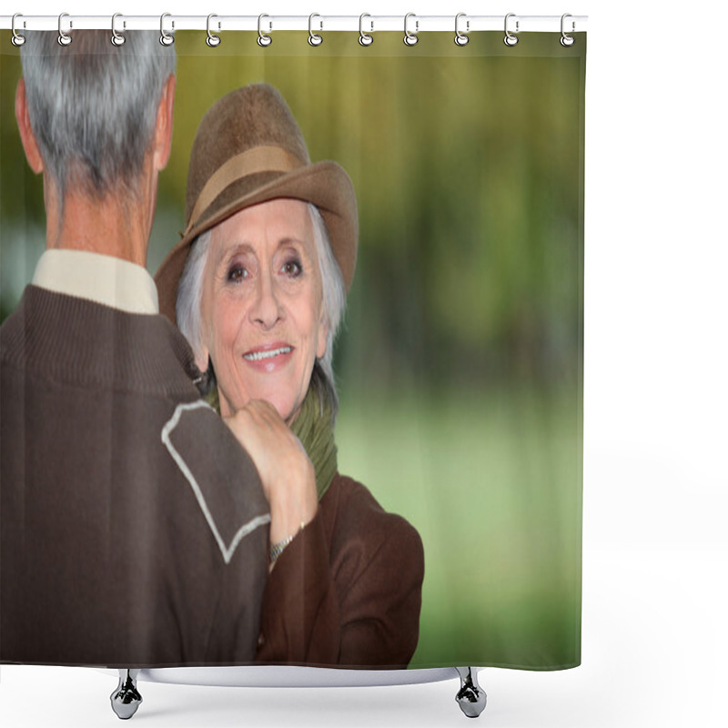 Personality  Chic Older Couple Outdoors Shower Curtains