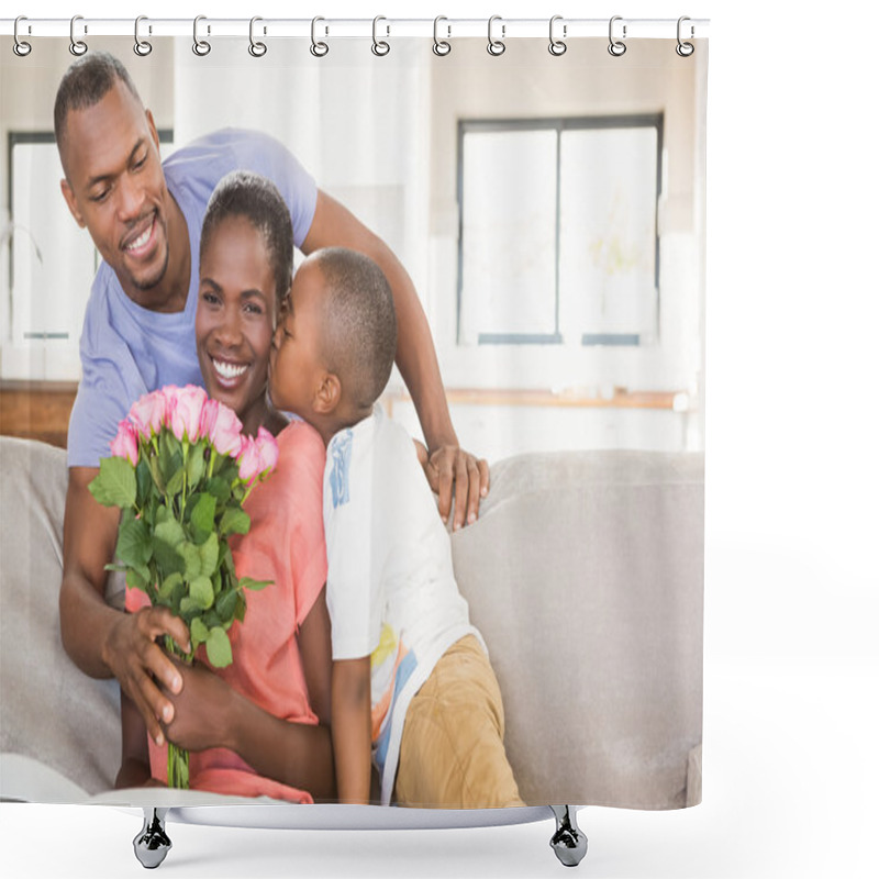 Personality  Son Surprising Mother With Flowers Shower Curtains