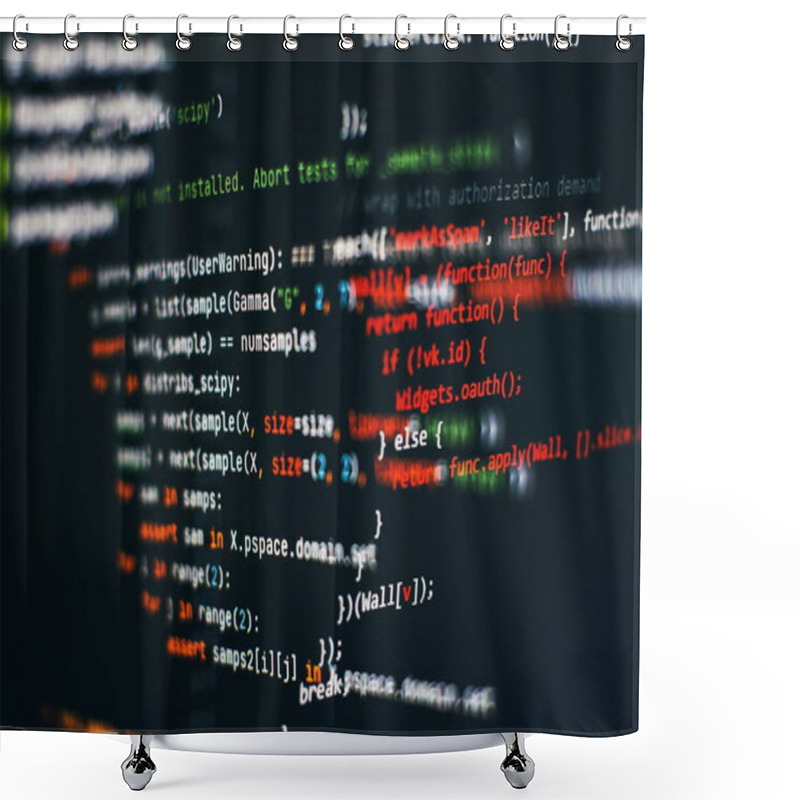 Personality  IT Business. Python Code Computer Screen. Mobile Application Design Concept. Shower Curtains