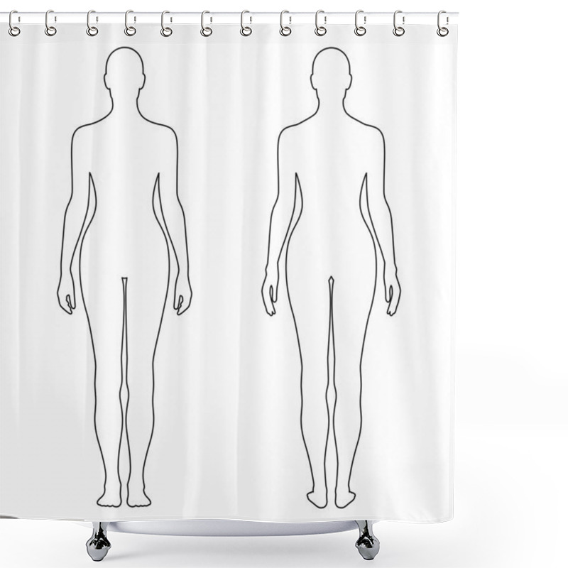 Personality  Fashion Woman's Outlined Template Figure Silhouette Shower Curtains