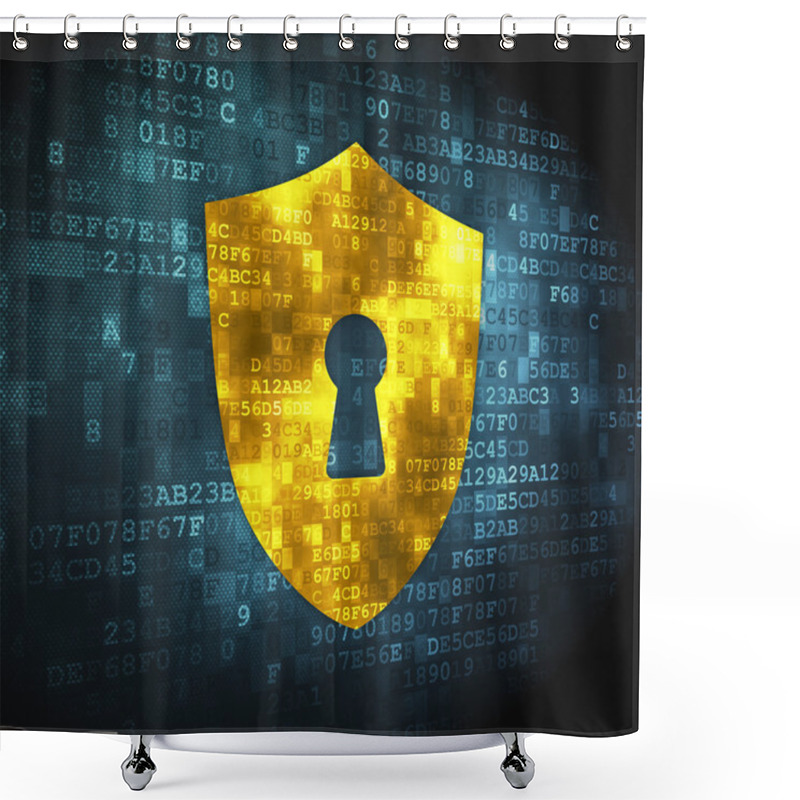 Personality  Privacy Concept: Shield With Keyhole On Digital Background Shower Curtains