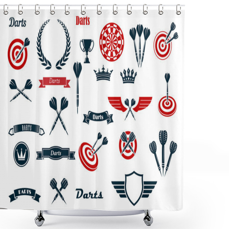 Personality  Darts Game Ditems And Heraldic Elements Shower Curtains