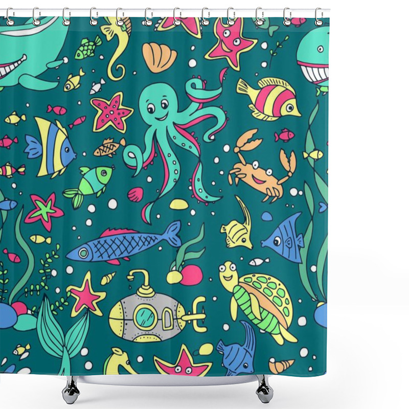 Personality  Illustrations Marine Inhabitans Shower Curtains