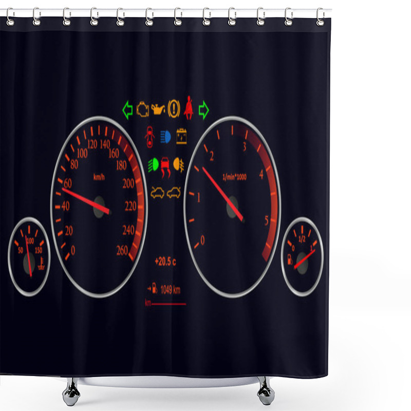 Personality  Car Dashboard Panel Indicators. Shower Curtains