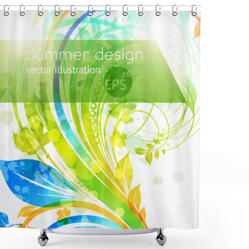 Personality  Floral Summer Design Elements With Sun Shine Shower Curtains