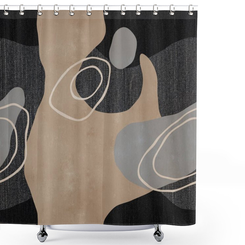 Personality  Seamless Organic Rounded Curvy Shapes On Denim Shower Curtains