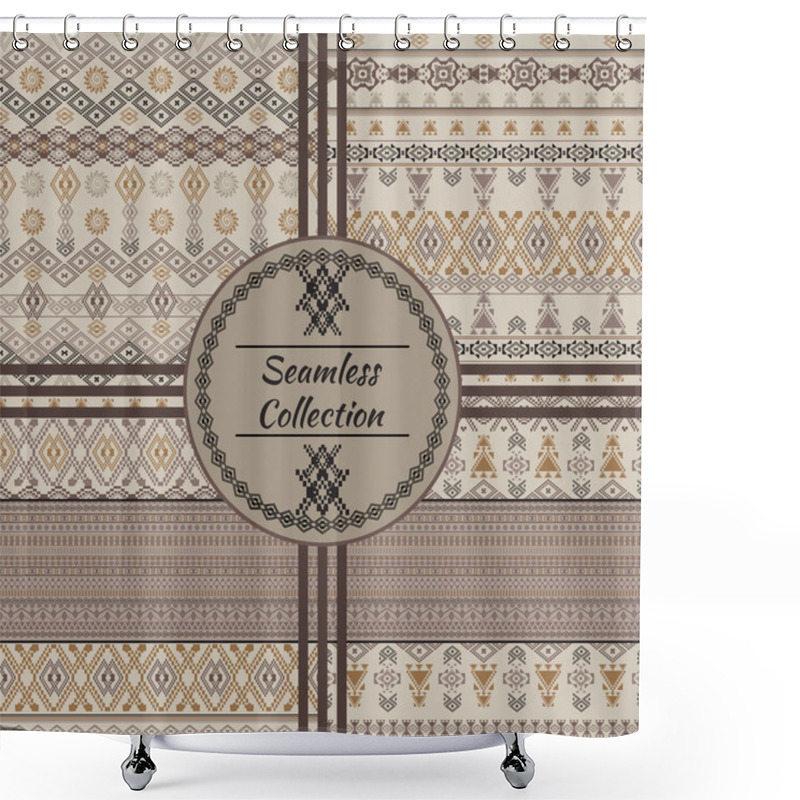 Personality  Set Of Ethnic Tribal Geometric Patterns Shower Curtains