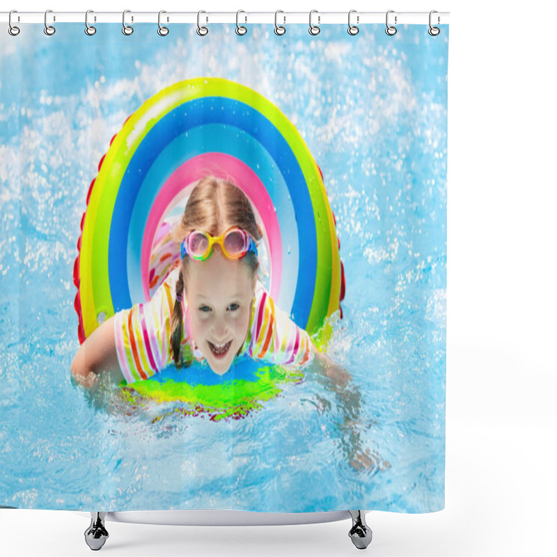 Personality  Child In Swimming Pool. Kids Swim. Water Play. Shower Curtains