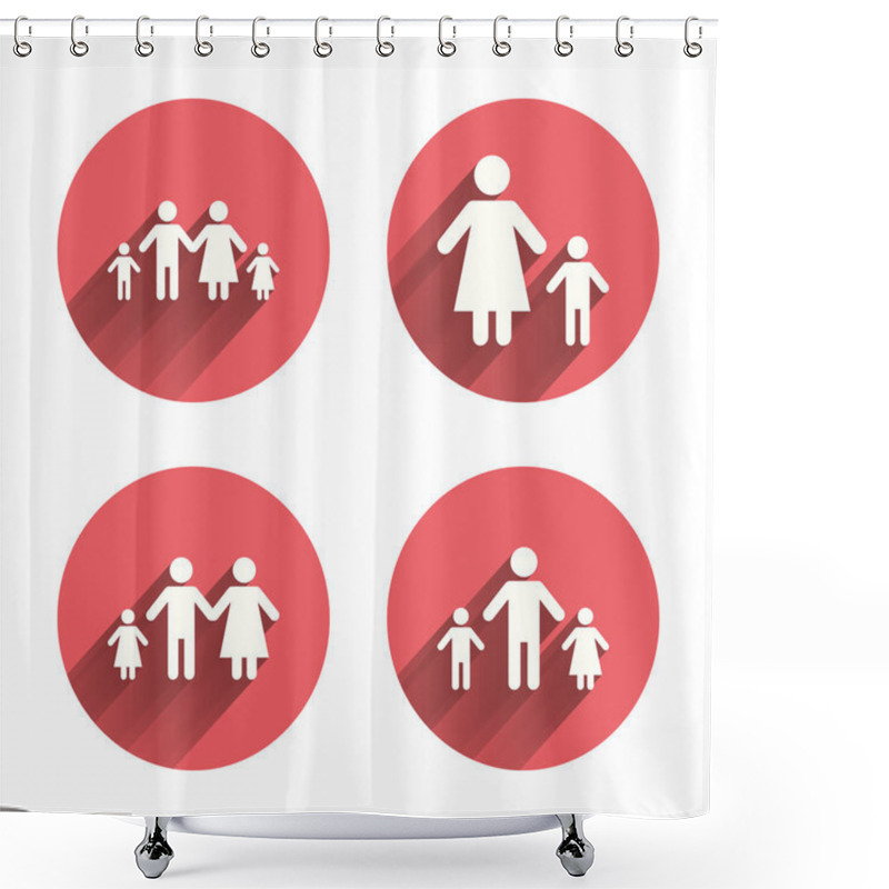 Personality  Family With Two Children Signs Shower Curtains