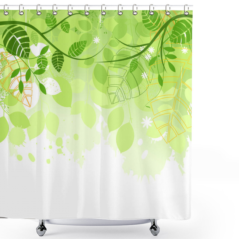 Personality  Spring Green Leaves Vector Background Shower Curtains