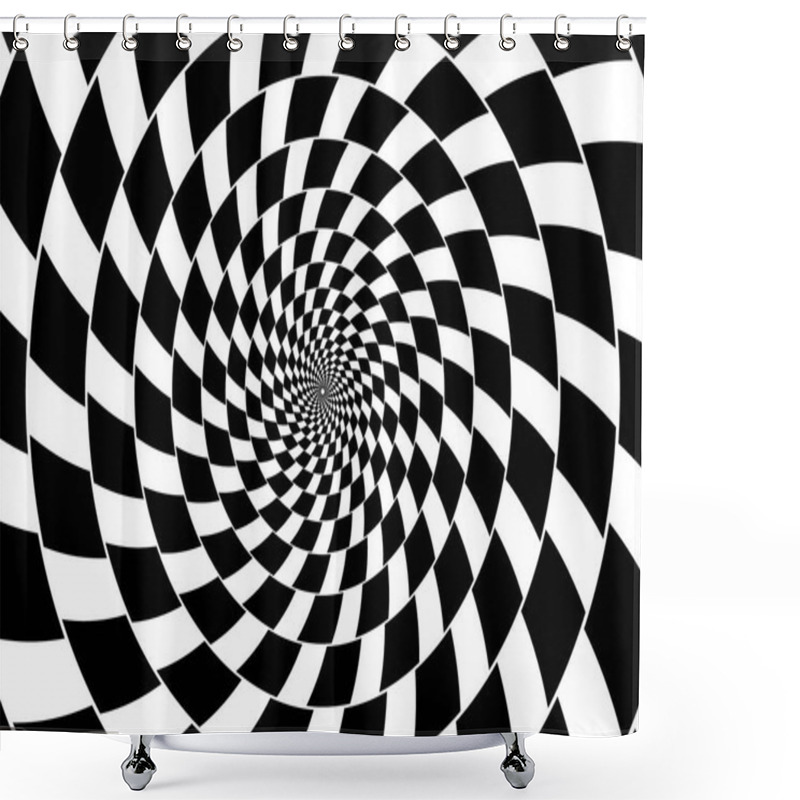 Personality  Optical Illusion - Chessboard Swirl, Shower Curtains