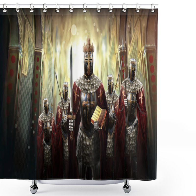 Personality  Templar Knight And Their King Shower Curtains