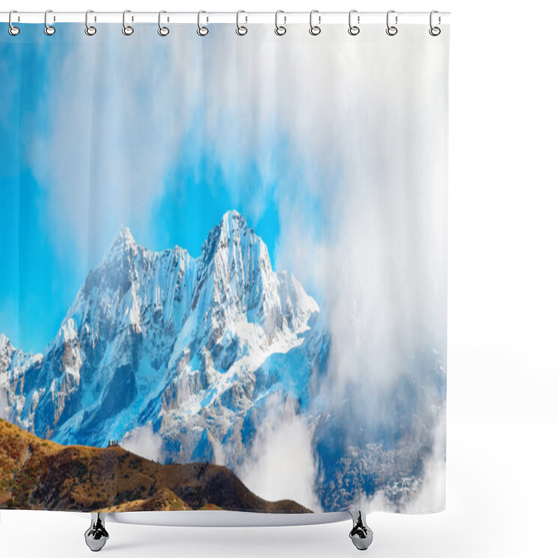 Personality  Peaks Of Mountains, Covered By Snow. Shower Curtains