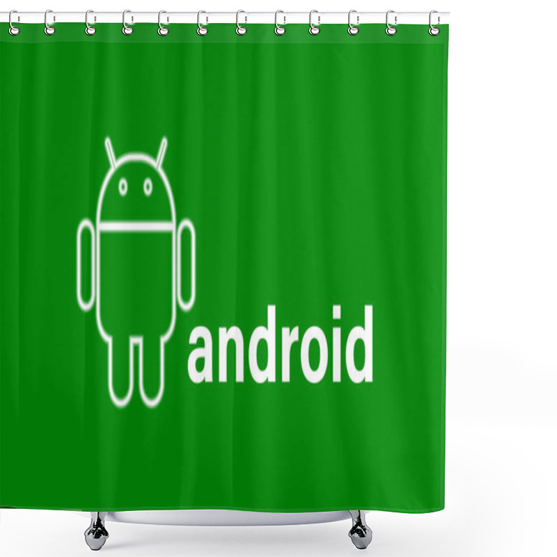 Personality  Glowing Android System Device Logo Design Illustration Background. Shower Curtains