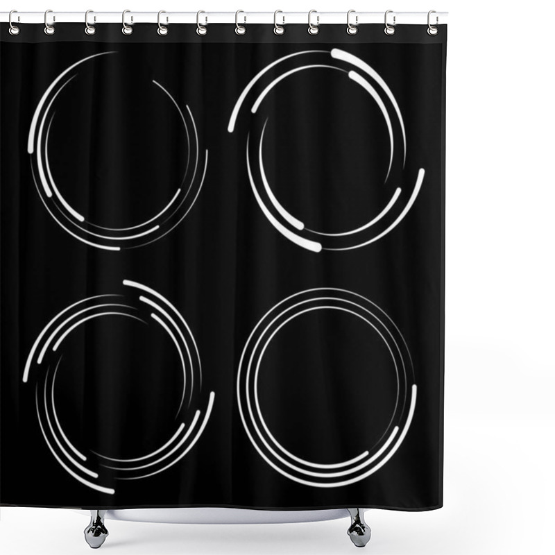 Personality  Set Of White Stripes In Round Forms Shower Curtains