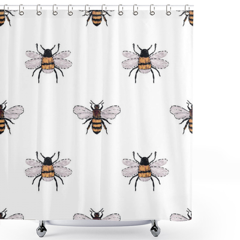 Personality  White Background With Insects, Vector Illustration Shower Curtains