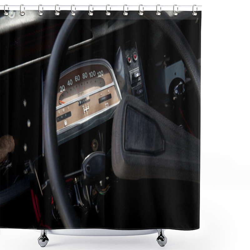 Personality  Old Car Steering Wheel Shower Curtains