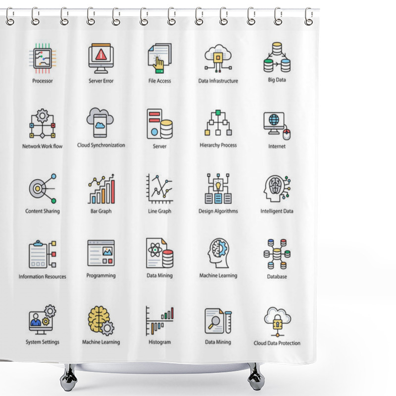 Personality  Data Science Flat Vectors Set Shower Curtains