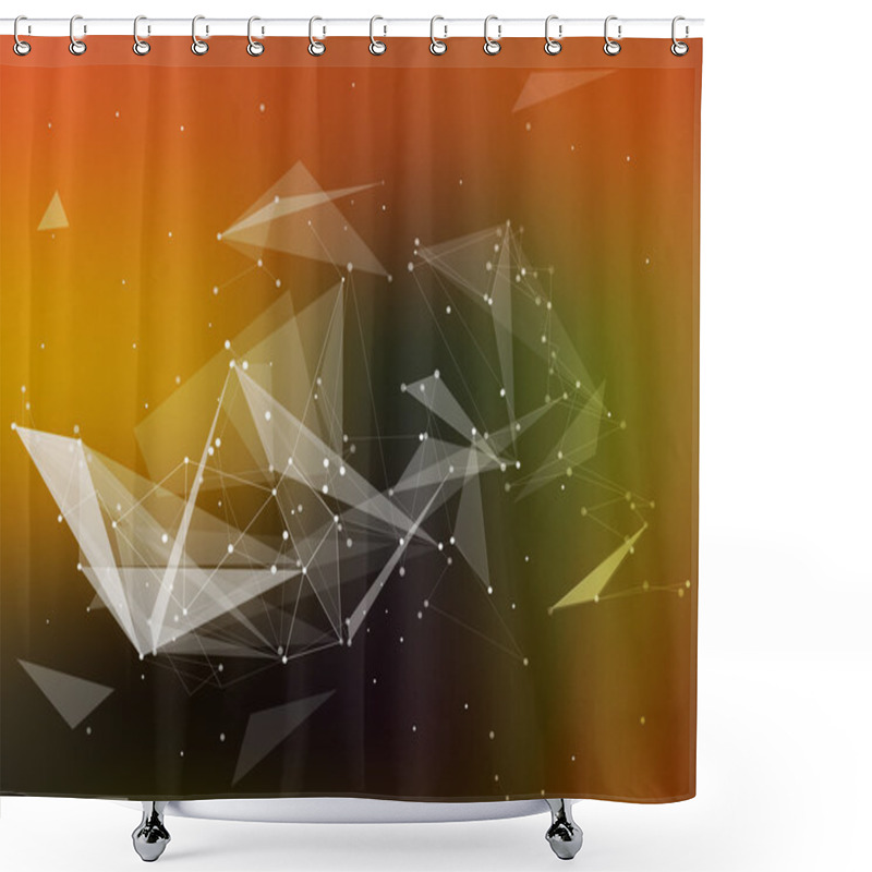 Personality  Abstract Composition, Futuristic Technology, Orange Font Texture, White Cybernetic Dots, Creative Banner Figure, Wallpaper, Outer Space Flyer Fiber, Neon Star Light Matrix, EPS10 Backdrop, Vector Art Shower Curtains