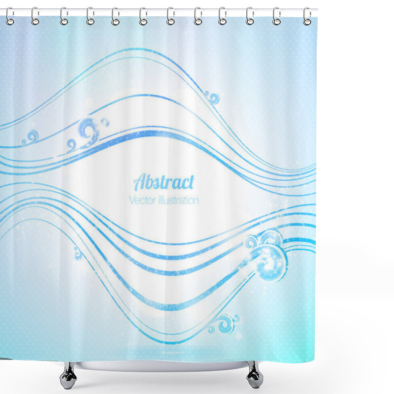 Personality  Abstract Blue Background With Waves And Swirls. Vector Illustration. Shower Curtains