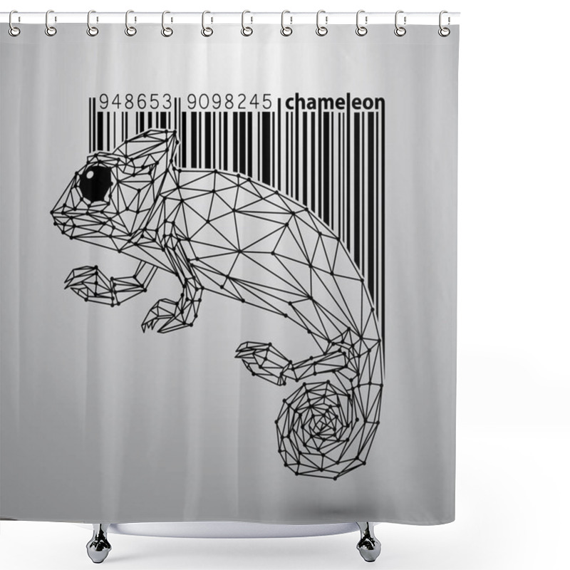 Personality  Chameleon From Triangles And Barcode. Shower Curtains