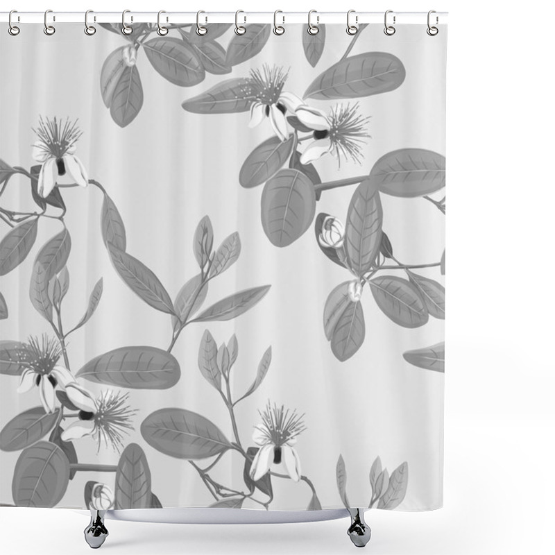 Personality  Seamless Pattern, Background With Floral Pattern With Feijoa Blooming Flowers Shower Curtains