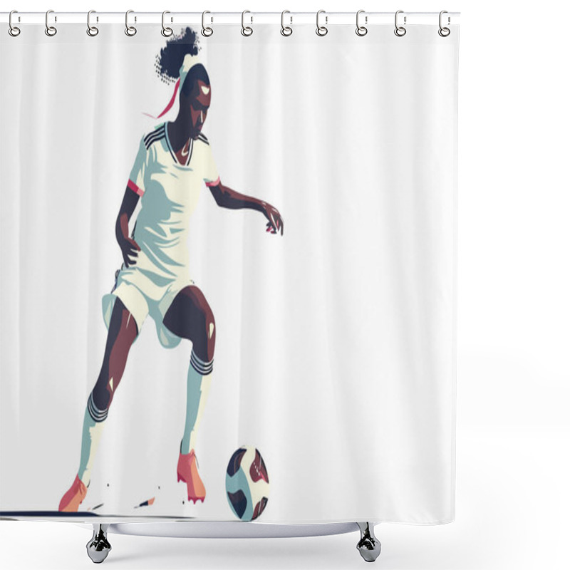 Personality  Black Woman Playing Soccer Isolated Shower Curtains