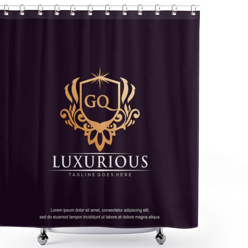 Personality  GQ Initial Letter Luxury Ornament Gold Monogram Logo Template Vector. Shower Curtains