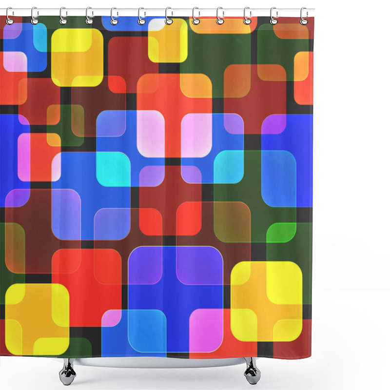 Personality  Seamless Vector Pattern Of Overlap And Transparent Squares. Shower Curtains