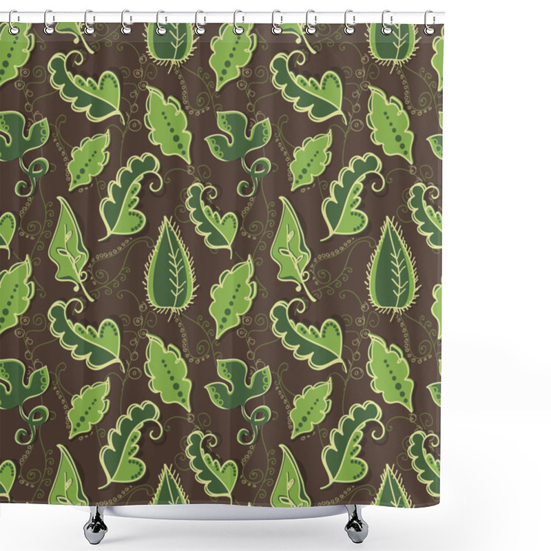 Personality  Vector Background With Leaves. Shower Curtains