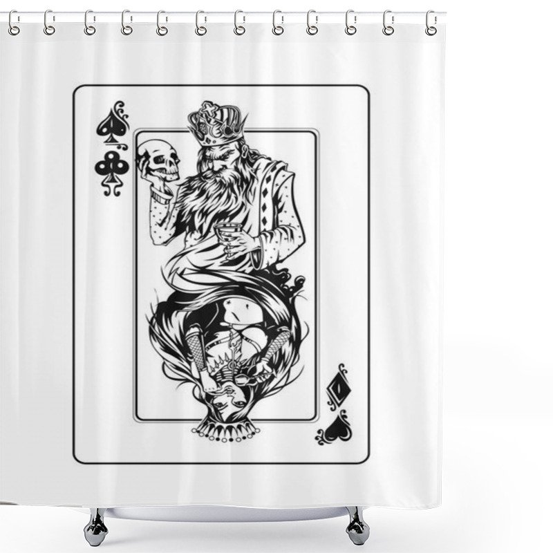 Personality  Casino Games - Poker Playing Card, Hand Drawn Sketch Vector Illustration. Shower Curtains