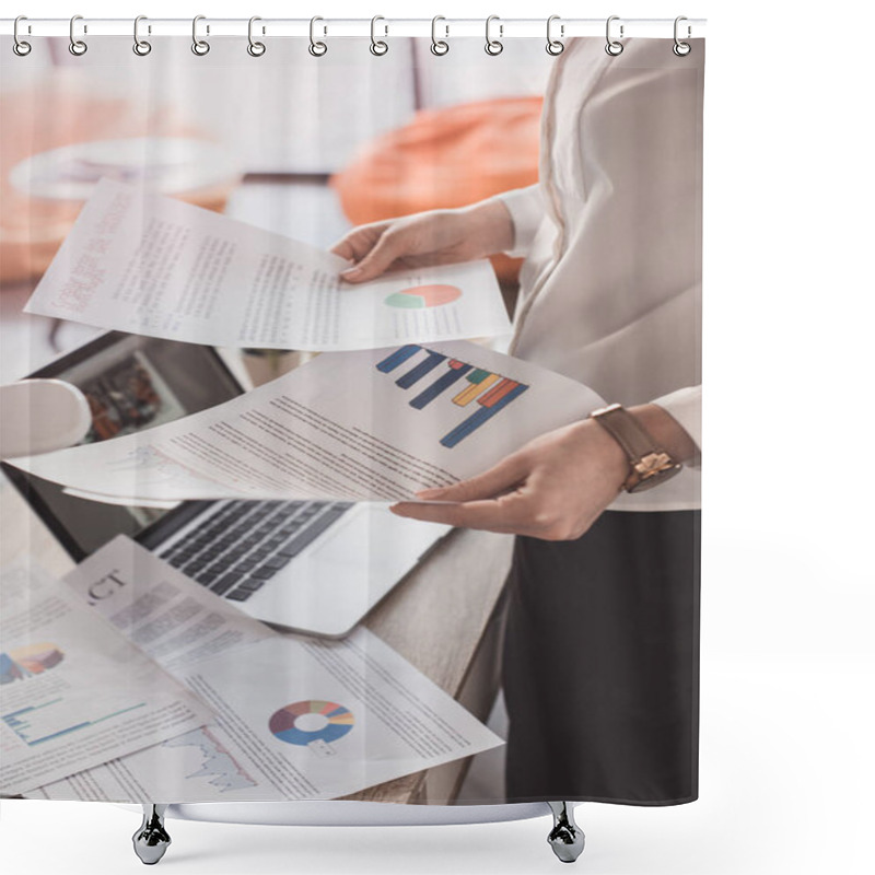 Personality  Businesswoman Reading Documents Shower Curtains