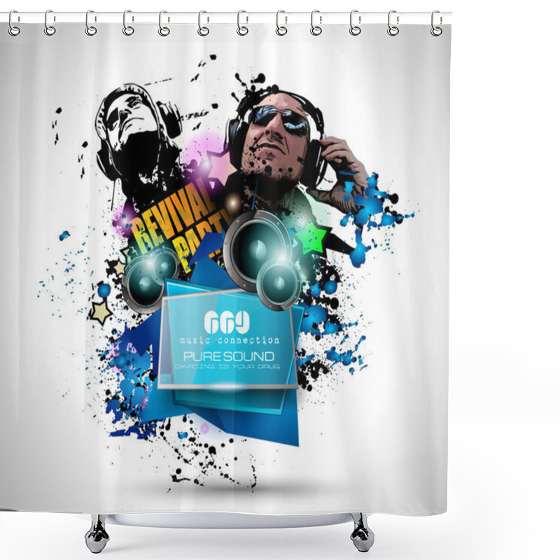 Personality  Disco Night Club Flyer Layout Shower Curtains