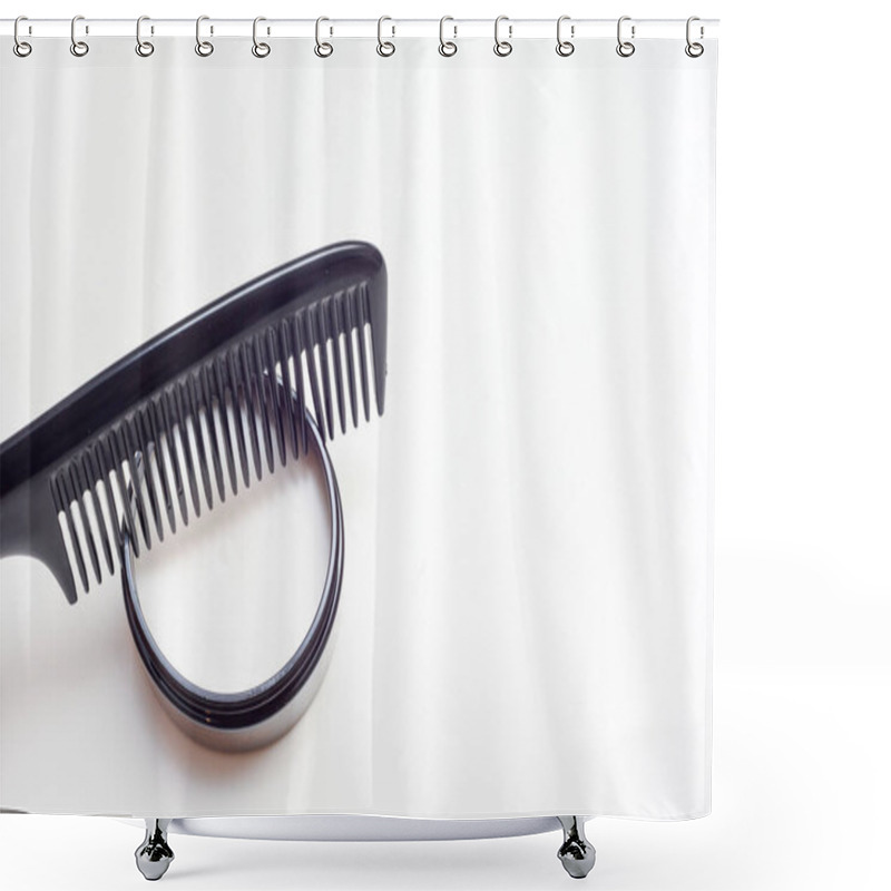 Personality  Men's Hair Product Paste With Black Comb Isolated On White Background Shower Curtains