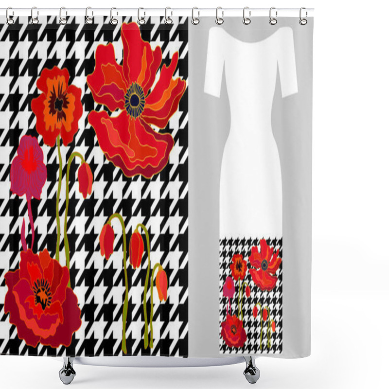 Personality  Red Poppies. Party Dress Design. Shower Curtains