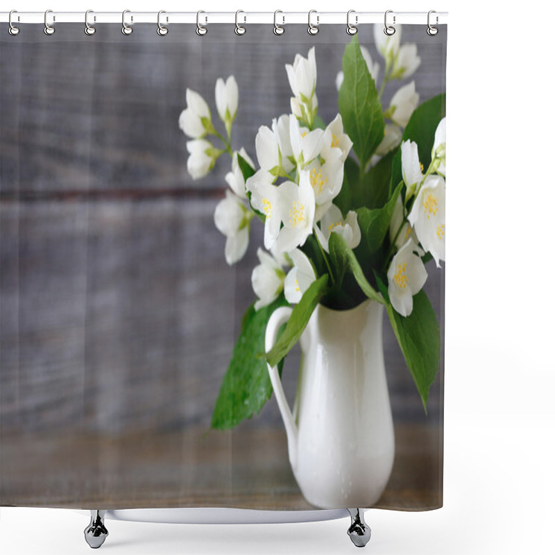 Personality  White Flowers In A Vase Shower Curtains