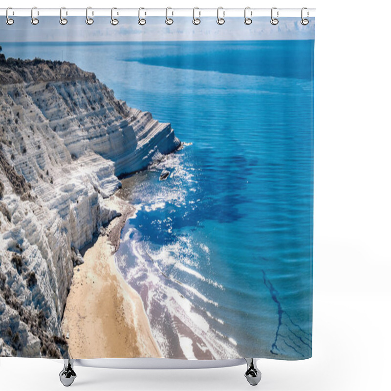 Personality  Scala Dei Turchi Stair Of The Turks, Sicily Italy, Scala Dei Turchi. A Rocky Cliff On The Coast Of Realmonte, Near Porto Empedocle, Southern Sicily, Italy. Europe Shower Curtains