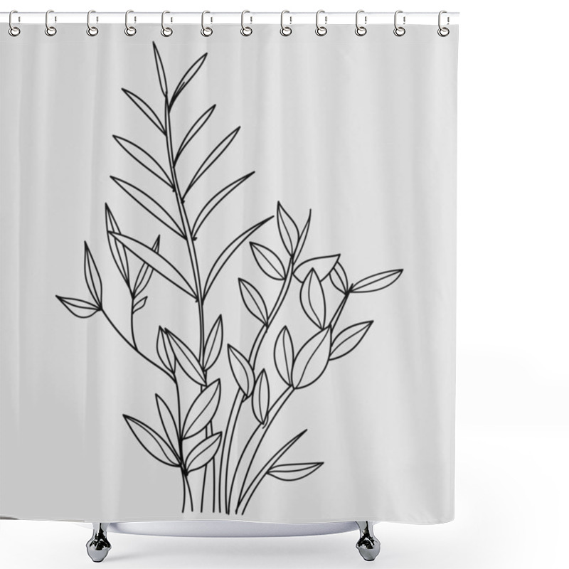 Personality  Tree Branch With Leaves Hand-drawn Nature Botanical .Vector Illustration Shower Curtains