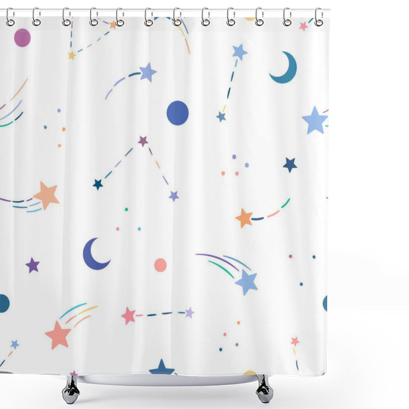 Personality  Constellations Cute Vector Repeat Pattern, Seamless Background Shower Curtains